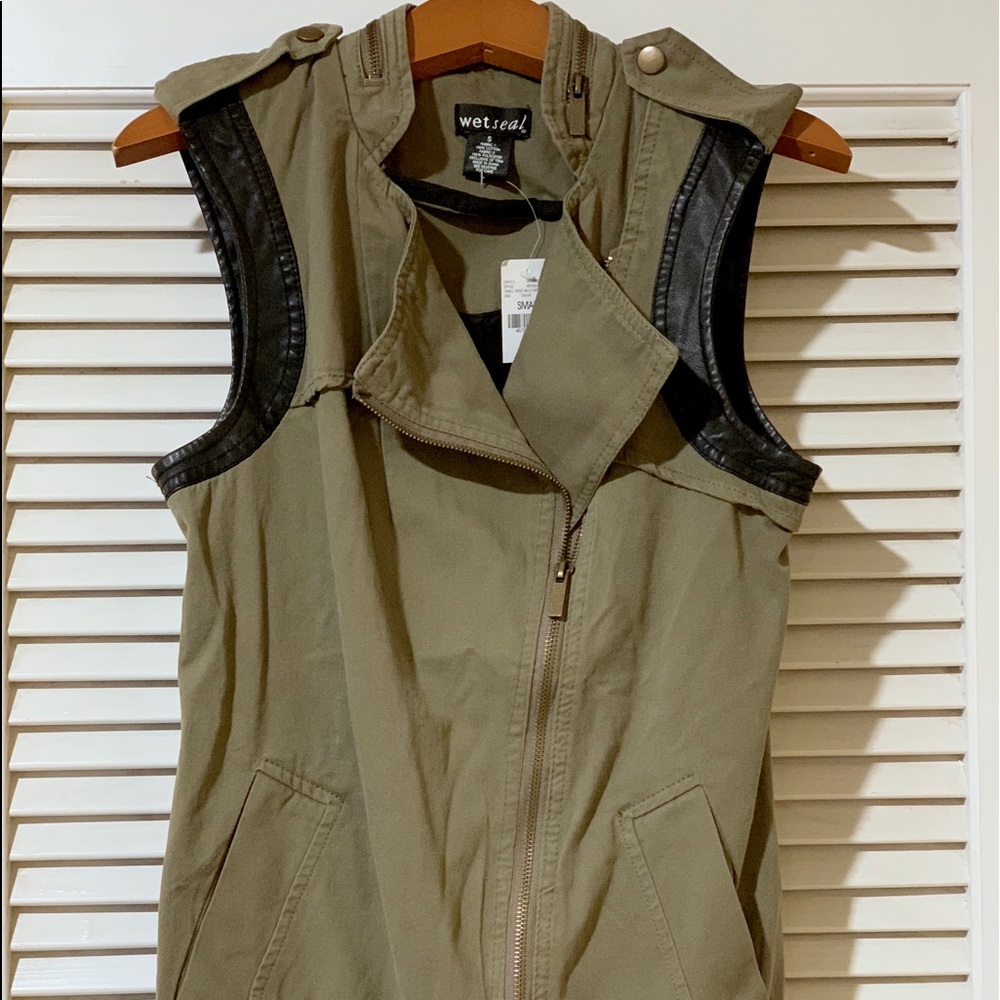 NWT WET SEAL Green Military Vest size S